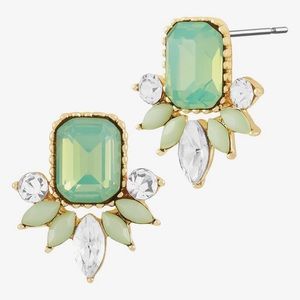 Green opal chandelier stud earrings